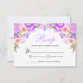 Placa de gabinete RSVP Floral rosa e roxa