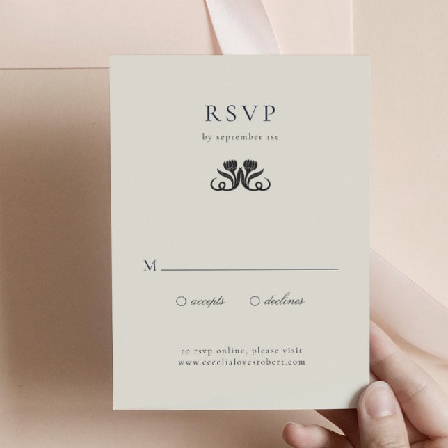 Placa de gabinete RSVP preto-e-branco Elegante (Elegant Black and White Wedding RSVP Card)