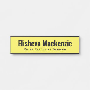Placa de Identificação Amarela para Porta de Escri