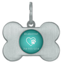 Placa de Identificação de Cachorro Azul-Verde com 
