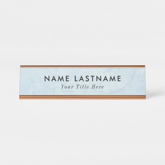Placa de identificação de mesa moderna com nome e  (Frente)