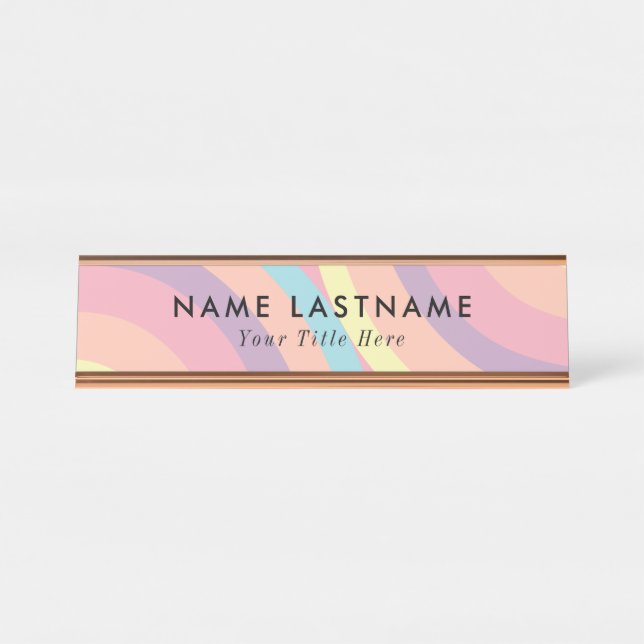Placa de identificação de mesa moderna com nome e  (Frente)