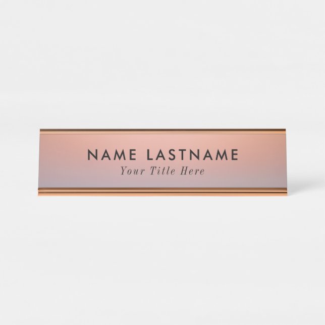 Placa de identificação de mesa moderna com nome e  (Frente)