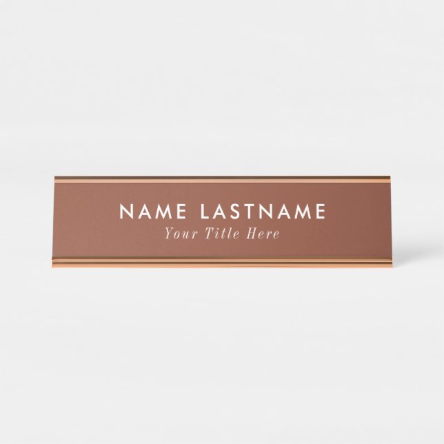 Placa de identificação de mesa moderna com nome e  (Frente)
