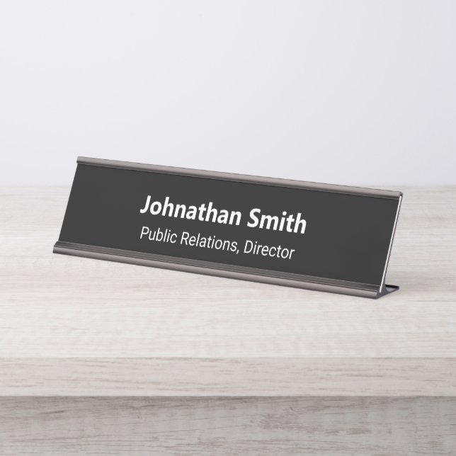 Placa de identificação de mesa preta e branca para (Frente)