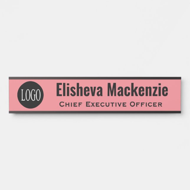 Placa de identificação de porta de escritório rosa (Frente)