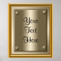 Placa de Impressão de Poster Dourada