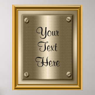 Placa de Impressão de Poster Dourada