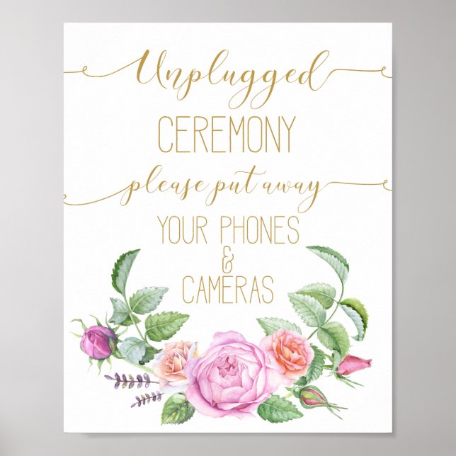 placa de impressão de rosa de casamento desconecta (Frente)