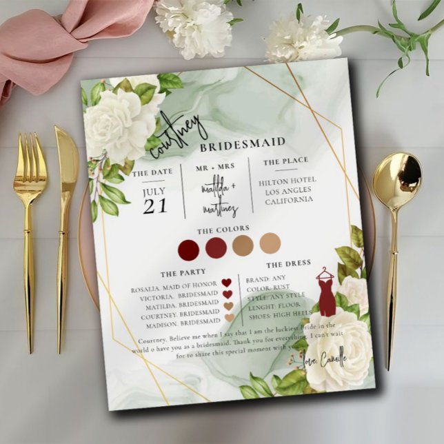 Placa de informações do Bridesmaid do Script de Te (Criador carregado)
