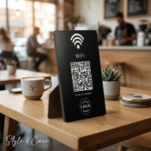 Placa de Informações WiFi com Código QR para Login