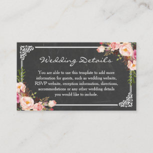 Placa de Inserção de Casamento Floral Cor-de-Chalk