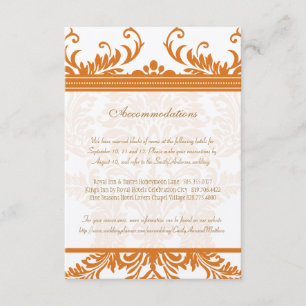 Placa de inserção de Casamento tema damasco laranj