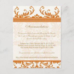 Placa de inserção de Casamento tema damasco laranj