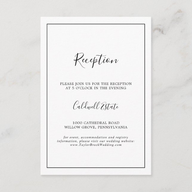 Placa de inserção de Recepção de casamento minimal (Frente)