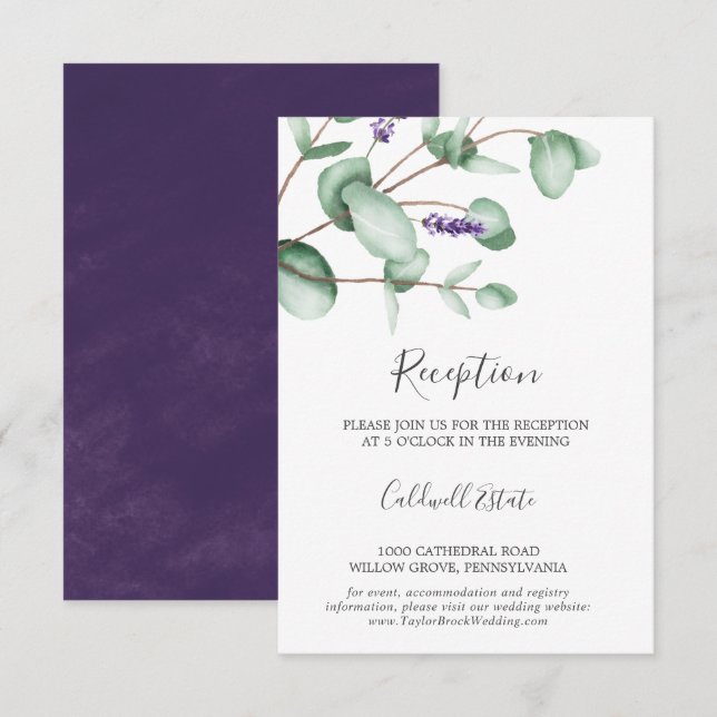 Placa de inserção de recepção de Lavanda e Eucalyp (Frente/Verso)