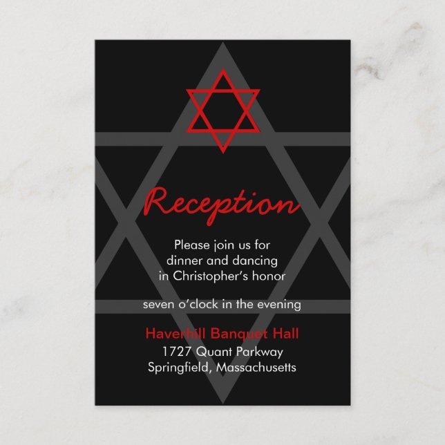 Placa de inserção de recepção Mitzvah, Bar preto e (Frente)