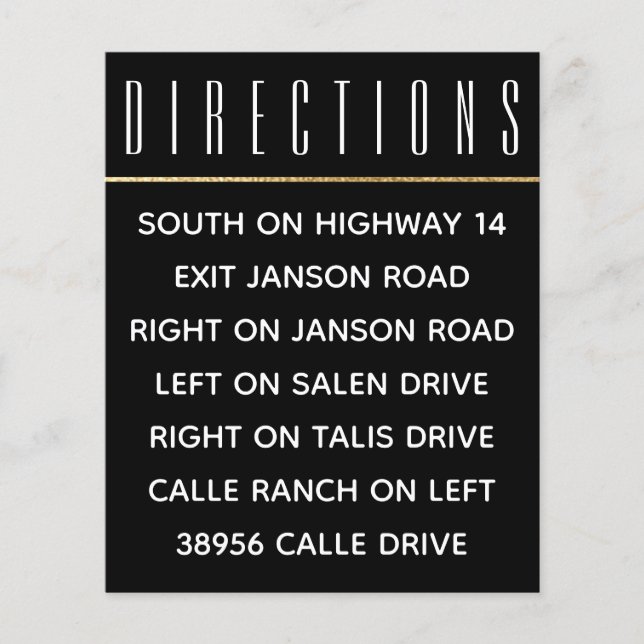 Placa de inserção do convite de casamento Elegante (Frente)