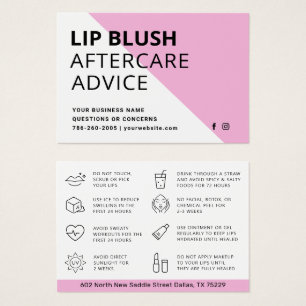 Placa de instrução do Lip Rosa Moderno apósCare