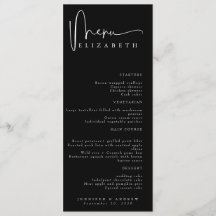 Placa de Local de Nome | Menu | Menus de Casamento