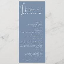 Placa de Local de Nome | Menu | Menus de Casamento