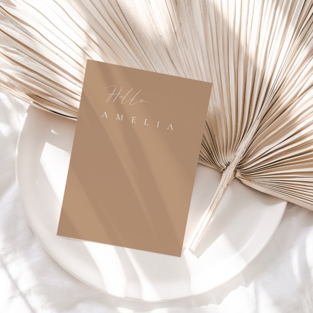 Placa de lugar de convidado para Mesa plana com to (Minimalist Tan Flat Blank Table Guest Place Card)
