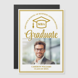 Placa de Magnet de Foto para Graduação MBA Dourada