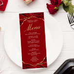 Placa de menu Agate Vermelha e Dourada<br><div class="desc">Esta placa de menu de velocidade vermelha e Dourada foi projetada com um evento glamouroso em mente. Este cartão vermelho e dourado dá o tom para uma celebração romântica.</div>