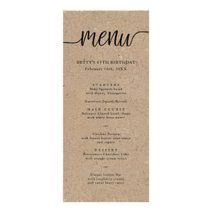 Placa de Menu Alto do Script Swash Kraft Rustic