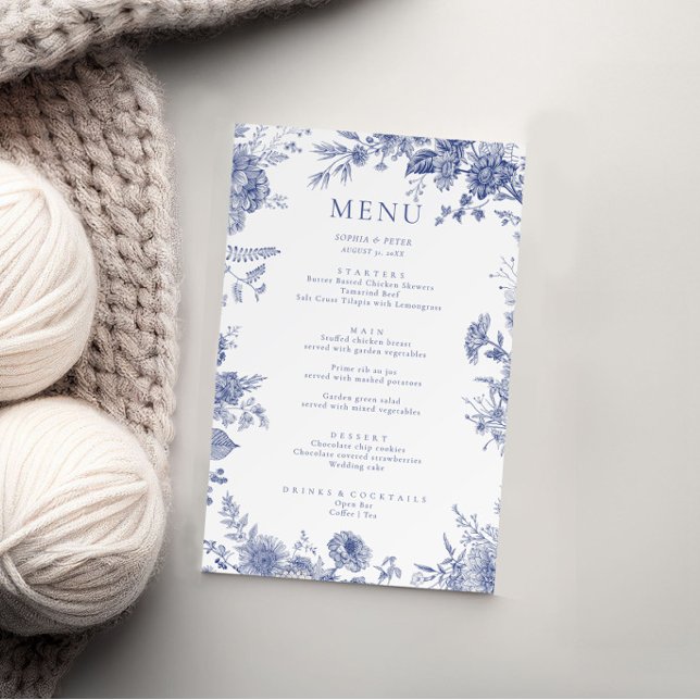 Placa de menu azul azul esrolante Toile French (Criador carregado)