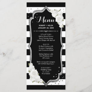 Placa de menu Black White Silver