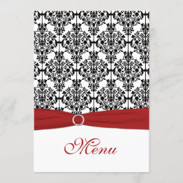 Placa de menu Casamento tema damasco vermelha, bra