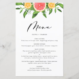 Placa de menu Citrus de Toranja Aquarela e Laranja