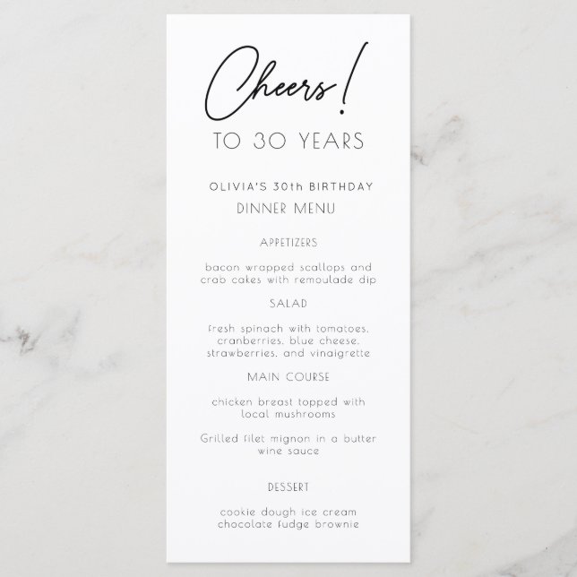 Placa de menu de Festa de aniversário Dourada Wate (Frente)