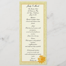 Placa de menu de flores amarela