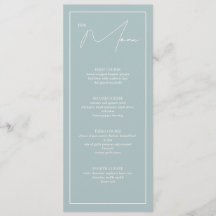Placa de menu de Mesa Dusty Blue 4x9.25