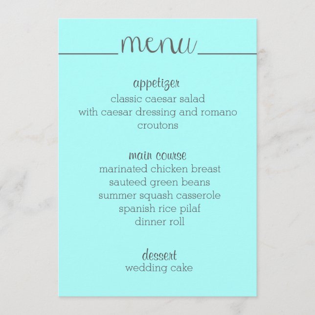 Placa de menu de script simples - aqua (Frente)