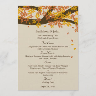 Placa de menu do Casamento outono Oak Tree