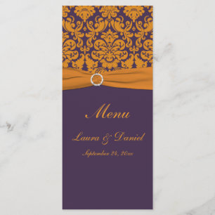 Placa de menu do Damasco laranja e roxa