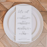 Placa de menu Elegante Elegante de Vamos Longo Min<br><div class="desc">Este menu apresenta um design moderno minimalista e uma elegante fonte manuscrita. Use esta modelo para editar as fontes, a cor da fonte e a cor do plano de fundo para atender às suas necessidades de eventos. Este menu faz a adição perfeita ao seu chá de fraldas simples, minimalista, elegante...</div>