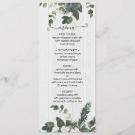 Placa de Menu Floral e Pine de Madeira Branca Rúst