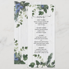Placa de Menu Floral e Pine de Madeira Branca Rúst