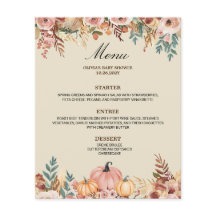 Placa de Menu Floral Elegante para Eventos