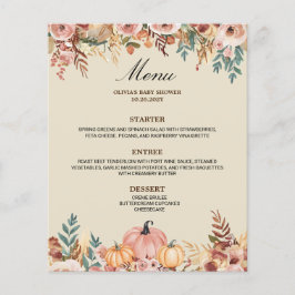 Placa de Menu Floral Elegante para Eventos