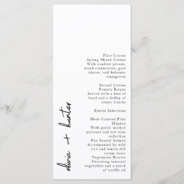 Placa de menu manuscrita mínima branca e preta