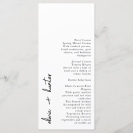 Placa de menu manuscrita mínima branca e preta