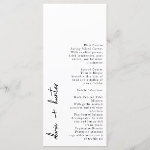 Placa de menu manuscrita mínima branca e preta