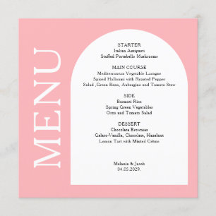 Placa de menu plana cor-de-rosa moderna