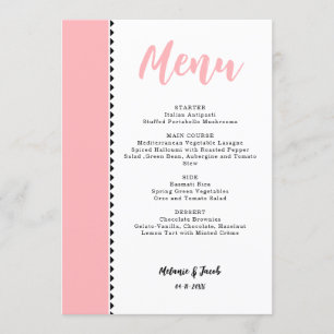Placa de menu plana cor-de-rosa moderna
