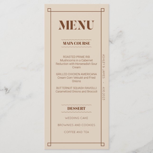 Placa de menu plana personalizada retrorminimalist (Frente)